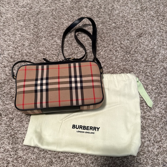Burberry Handbags - Burberry Beige and Red Plaid Crossbody Bag